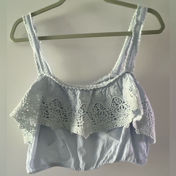 American Rag Tops - American Eagle Outfitters Light Blue Lace Tank Top Size S